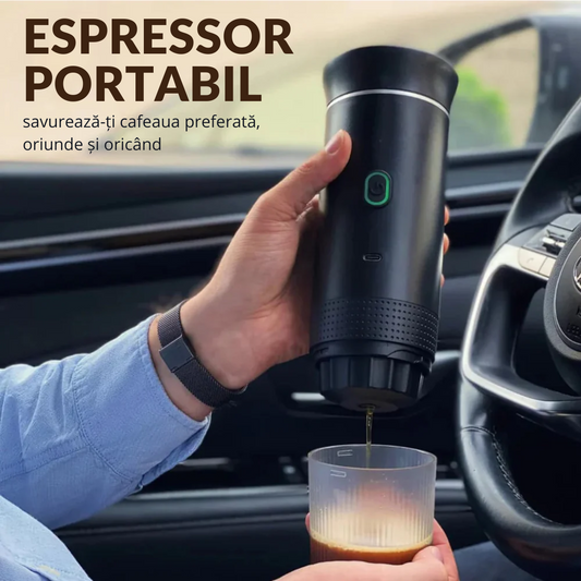 Espressor Portabil 3-in-1 cu Mod Incalzire Apa – Compatibil cu Capsule Nespresso, Dolce Gusto, Tchibo si Cafea Macinata – Ideal pentru Cafea, Espresso si Ciocolata Calda, Negru
